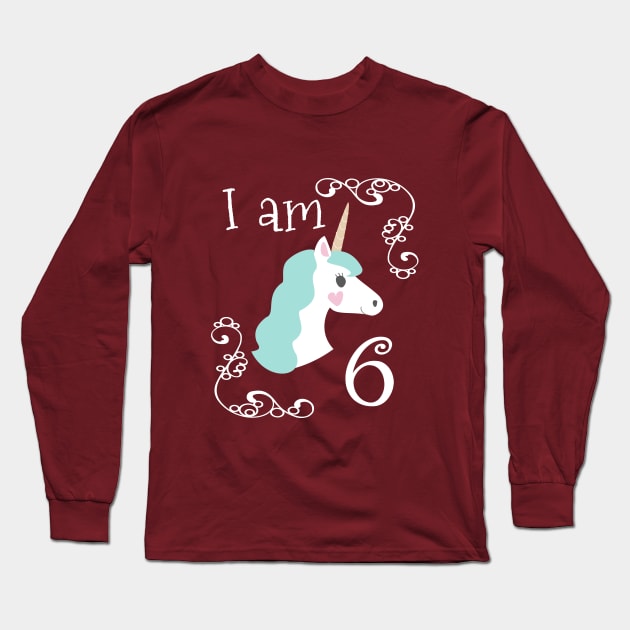 Sixth Birthday Unicorn Long Sleeve T-Shirt by Fellball